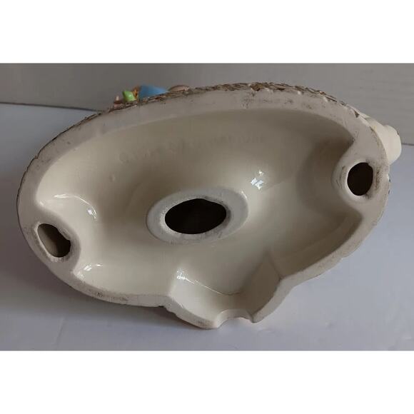 Vintage Ceramic Holland Mold Dutch Girl Geese Bouquet Glazed Gold Gilt - Picture 12 of 16